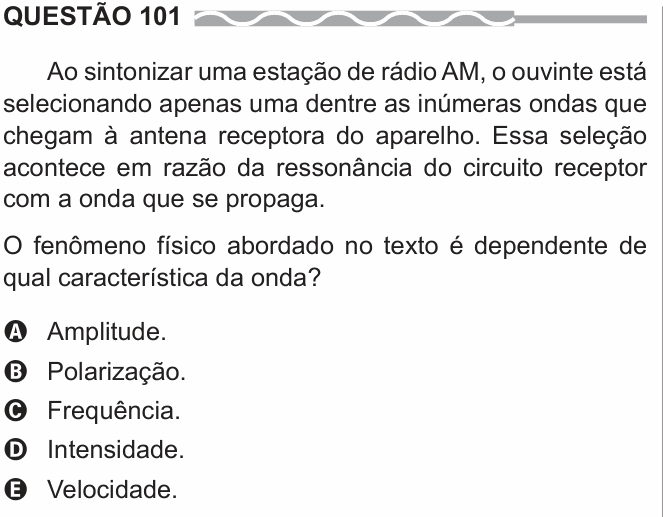 Enunciado da questão 101 de Física do ENEM 2017 (2ª aplicação)
