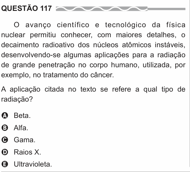 Enunciado da questão 117 de Física do ENEM 2017 (2ª aplicação)