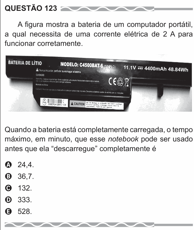 Enunciado da questão 123 de Física do ENEM 2017 (2ª aplicação)