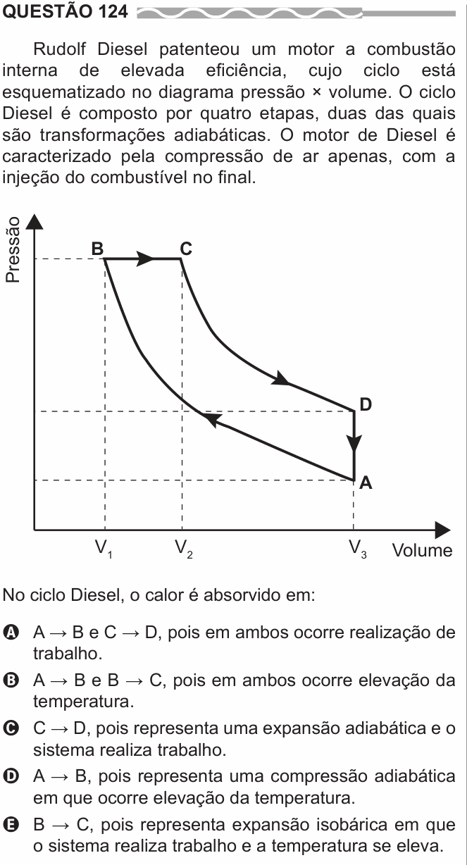 Enunciado da questão 124 de Física do ENEM 2017 (2ª aplicação)