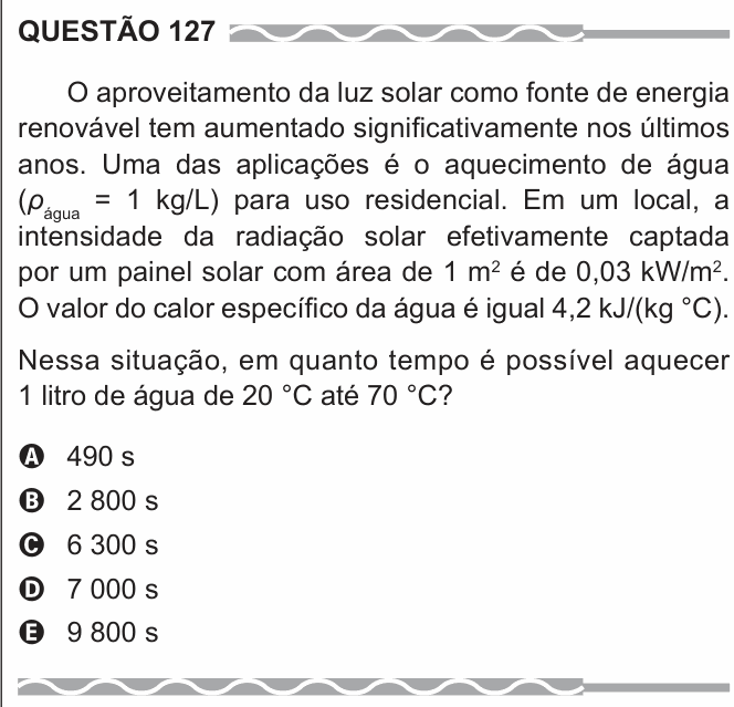 Enunciado da questão 127 de Física do ENEM 2017 (2ª aplicação)