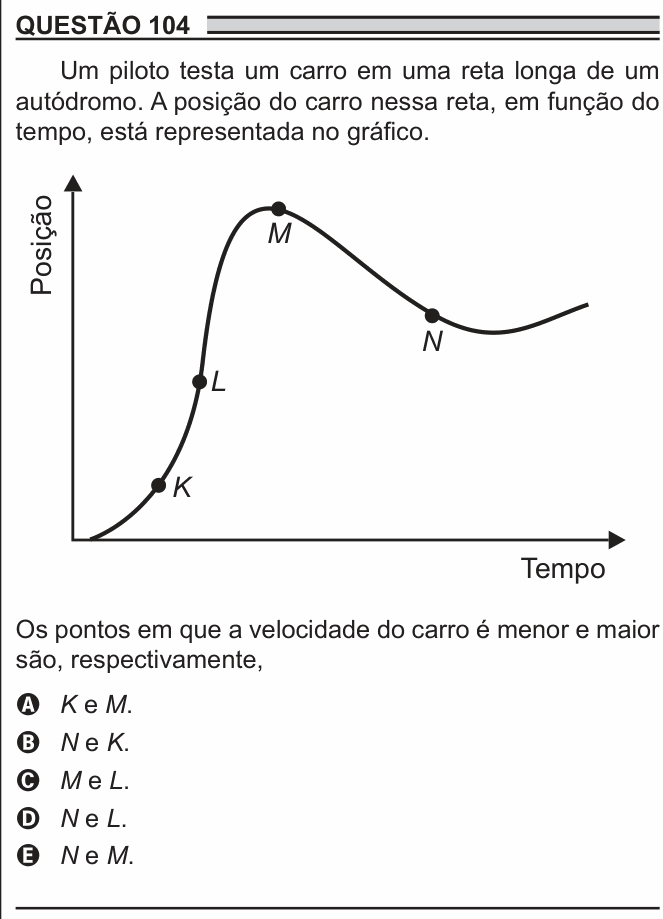 Enunciado da questão 104 de Física do ENEM 2018 PPL