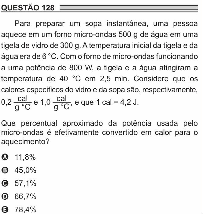 Enunciado da questão 128 de Física do ENEM 2018 PPL