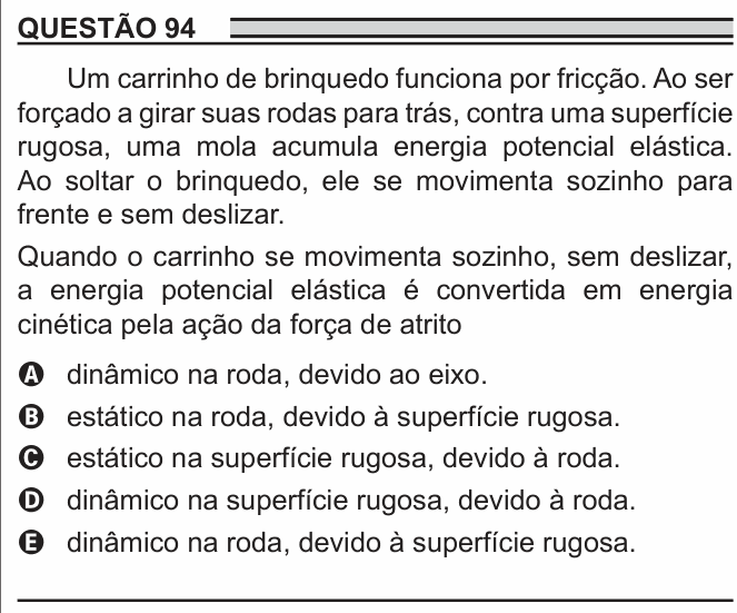 Enunciado da questão 94 de Física do ENEM 2018 PPL