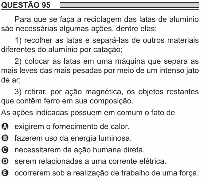 Enunciado da questão 95 de Física do ENEM 2018 PPL