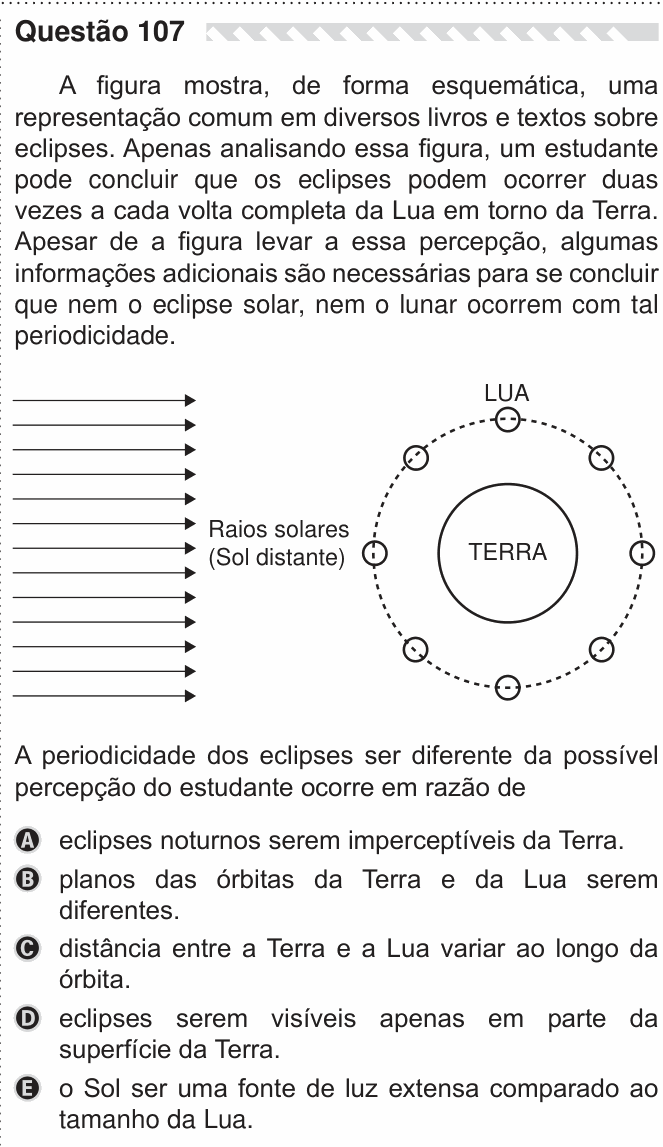 Enunciado da questão 107 de Física do ENEM 2019 PPL