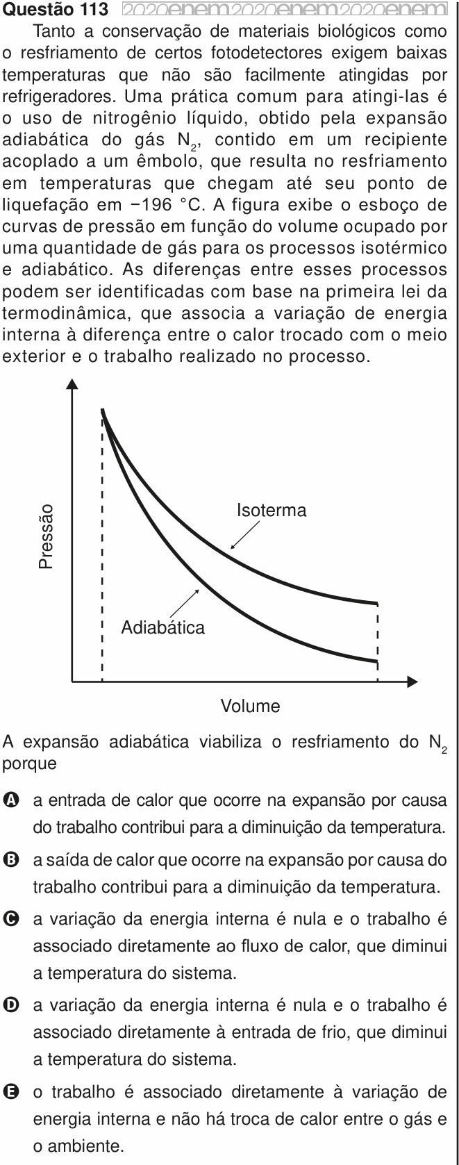 Enunciado da questão 113 de Física do ENEM 2020 PPL
