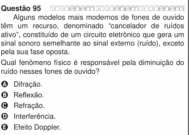 Enunciado da questão 95 de Física do ENEM 2020 PPL