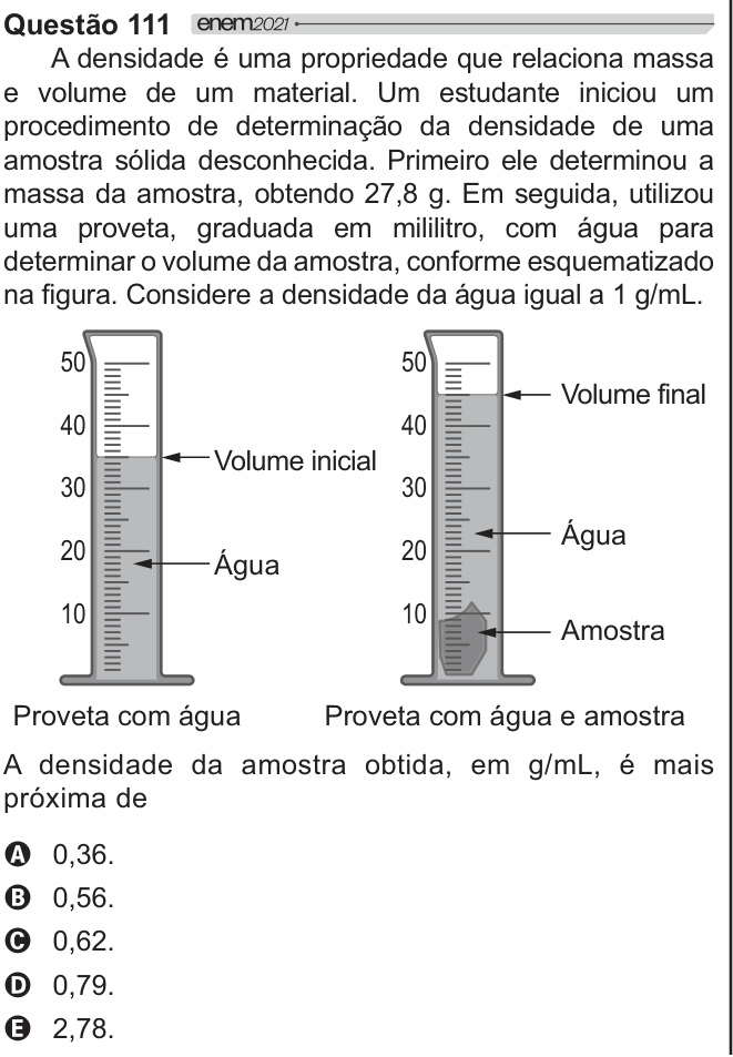 Enunciado da questão 111 de Física do ENEM 2021 PPL