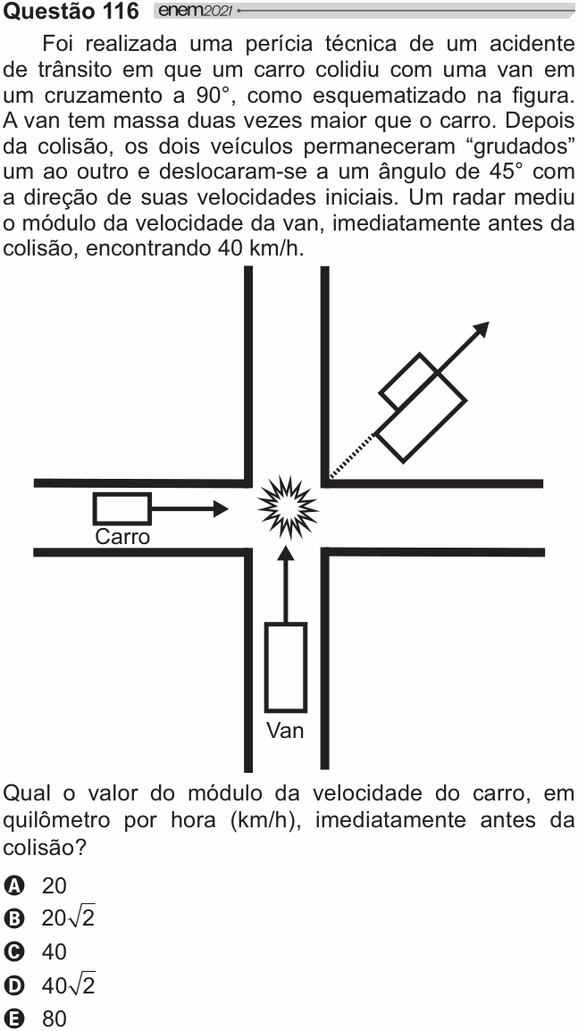 Enunciado da questão 116 de Física do ENEM 2021 PPL