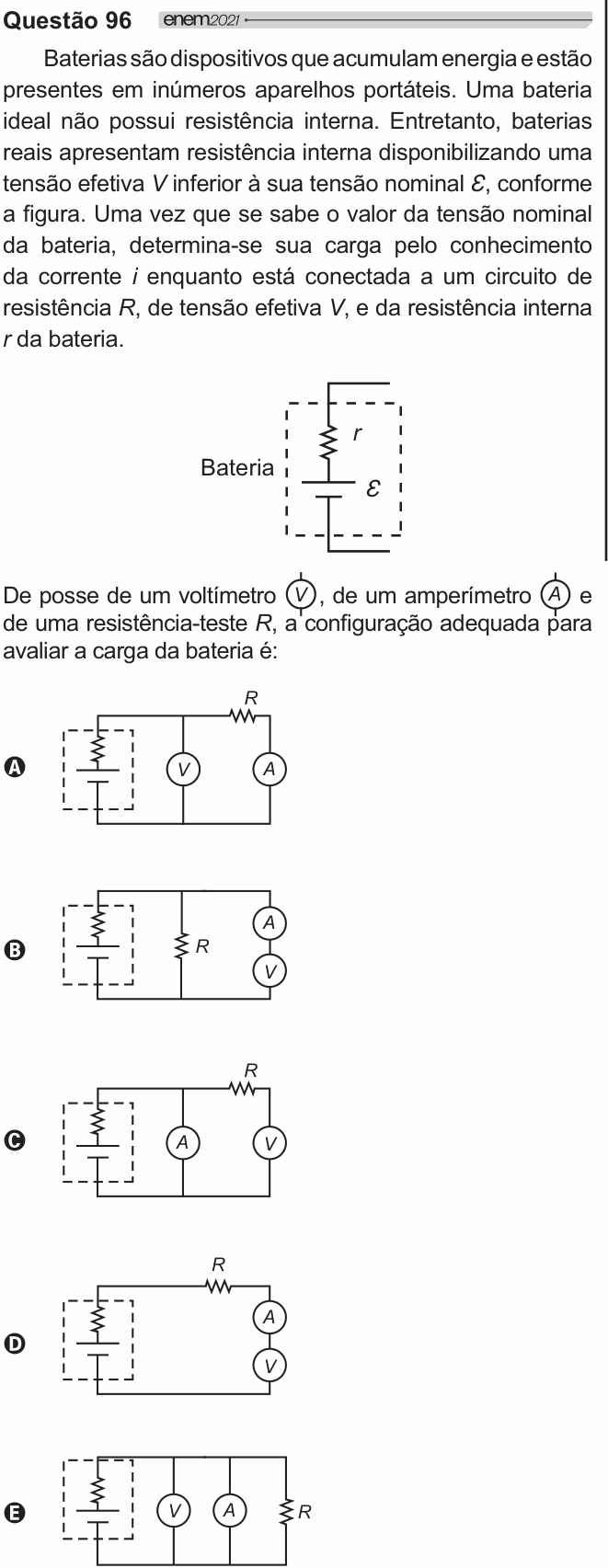 Enunciado da questão 96 de Física do ENEM 2021 PPL