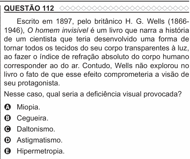 Enunciado da questão 112 de Física do ENEM 2022 PPL