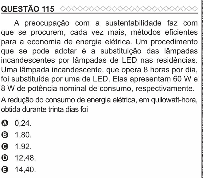 Enunciado da questão 115 de Física do ENEM 2022 PPL