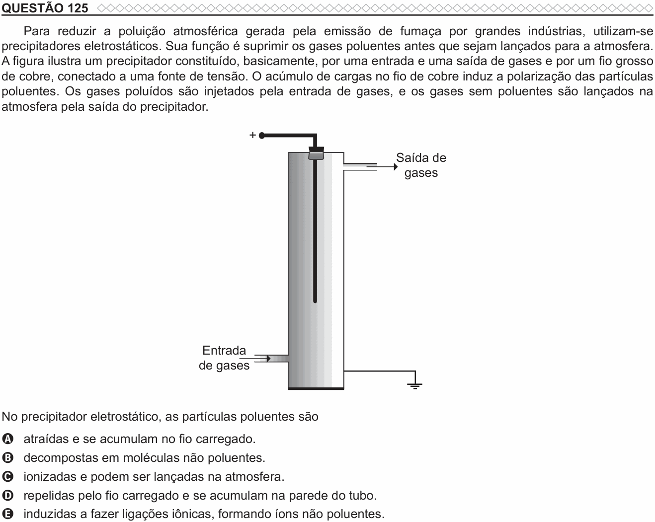 Enunciado da questão 125 de Física do ENEM 2022 PPL