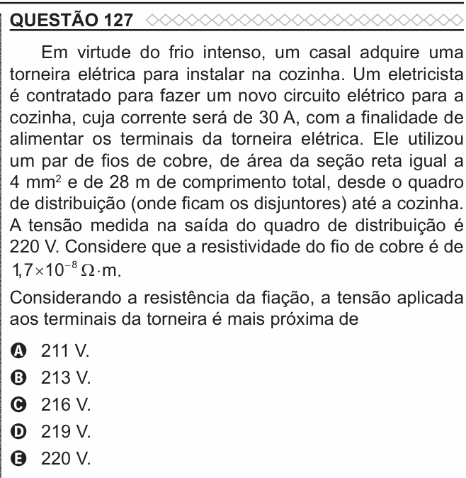 Enunciado da questão 127 de Física do ENEM 2022 PPL