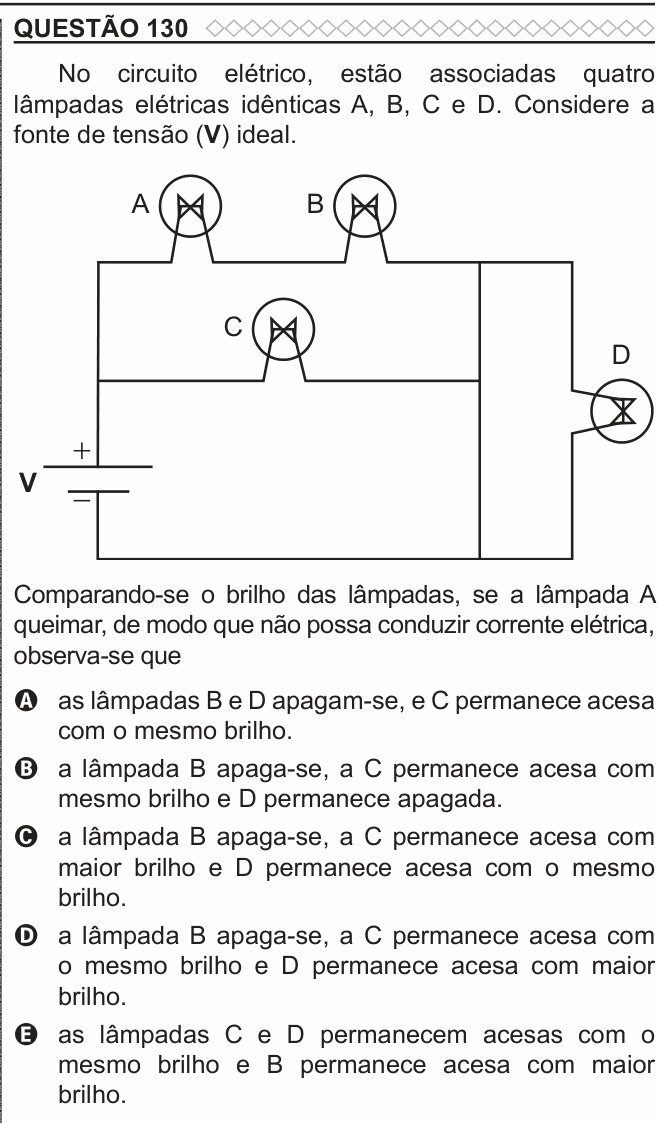 Enunciado da questão 130 de Física do ENEM 2022 PPL