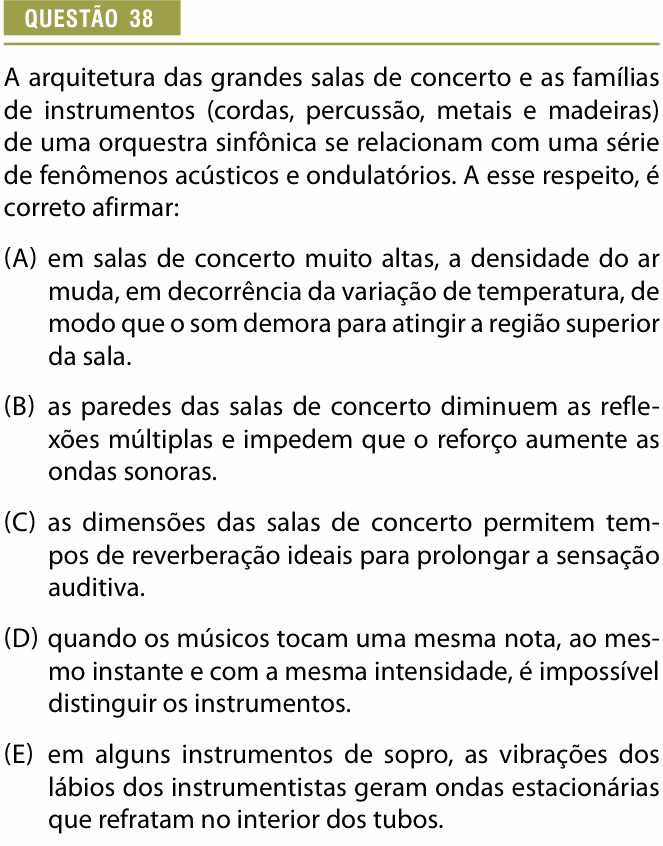 Enunciado da questão 38 de Física do Provão Paulista 2023 (1ª série, 2ª aplicação)