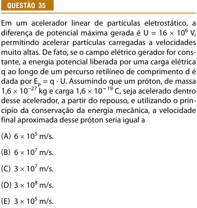 Enunciado da questão 35 de Física do Provão Paulista 2023 (2ª série, 2ª aplicação)