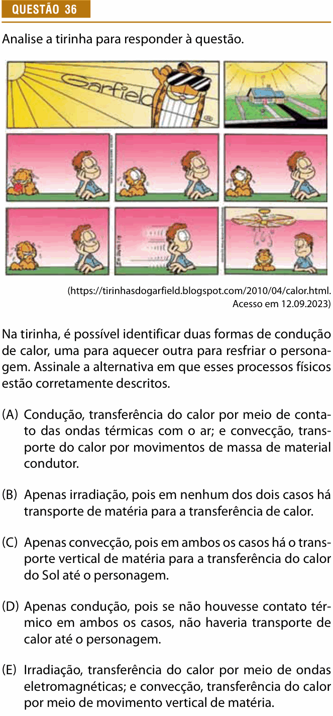 Enunciado da questão 36 de Física do Provão Paulista 2023 (2ª série, 2ª aplicação)