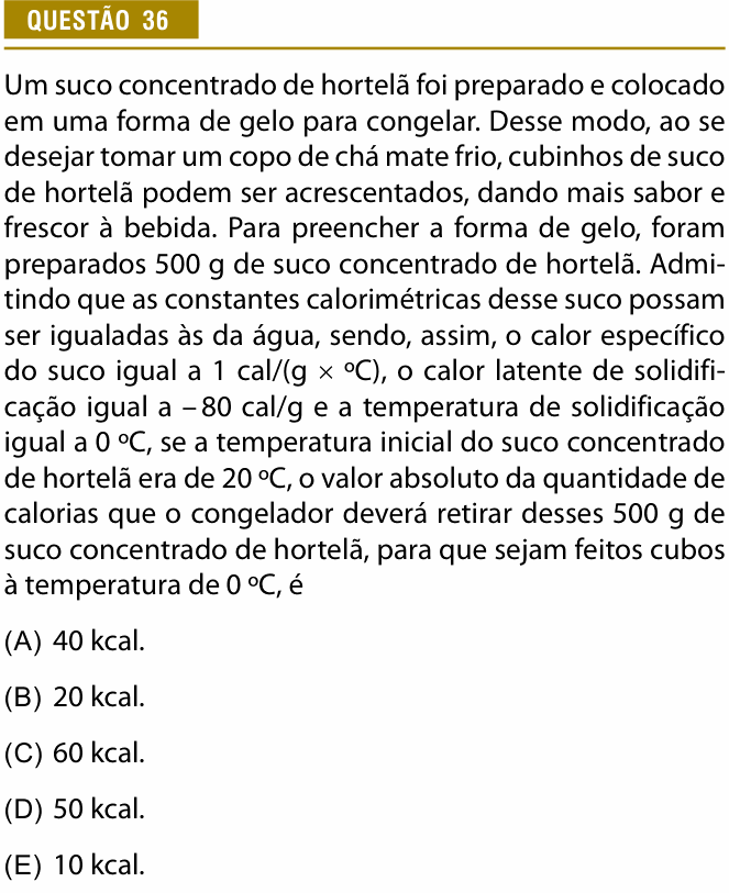 Enunciado da questão 36 de Física do Provão Paulista 2023 (3ª série, 2ª aplicação)