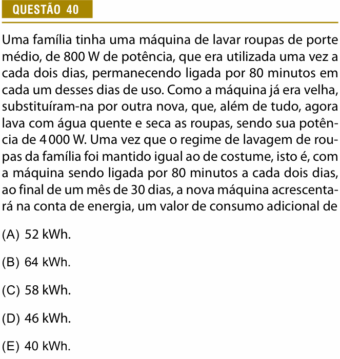 Enunciado da questão 40 de Física do Provão Paulista 2023 (3ª série, 2ª aplicação)