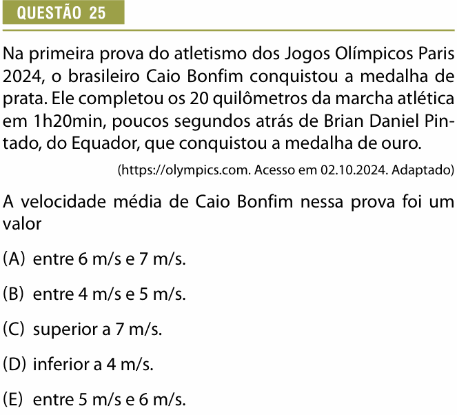 Enunciado da questão 25 de Física do Provão Paulista 2024 (1ª série, 2ª aplicação)
