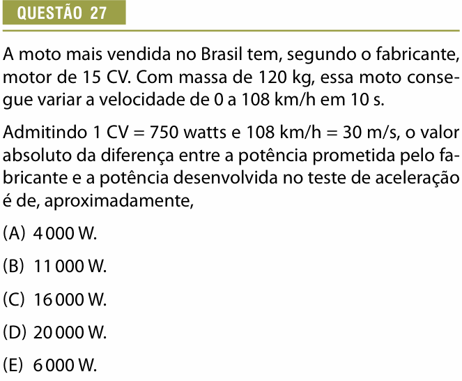 Enunciado da questão 27 de Física do Provão Paulista 2024 (1ª série, 2ª aplicação)