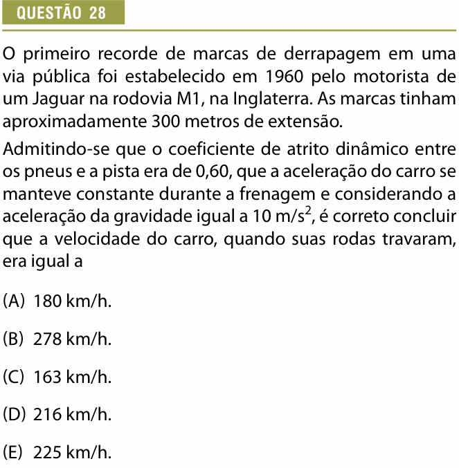 Enunciado da questão 28 de Física do Provão Paulista 2025 (1ª série, 2ª aplicação)