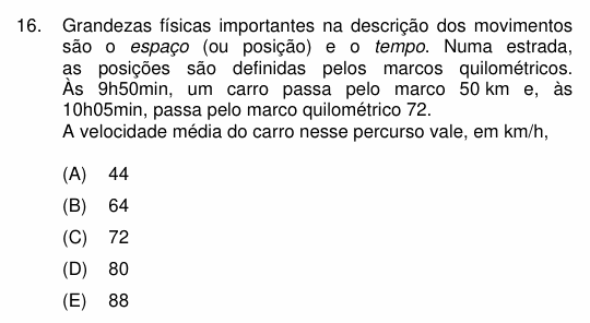 Enunciado da questão 16 de Física do PUC-Campinas 2002