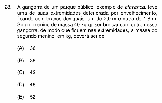 Enunciado da questão 28 de Física do PUC-Campinas 2002