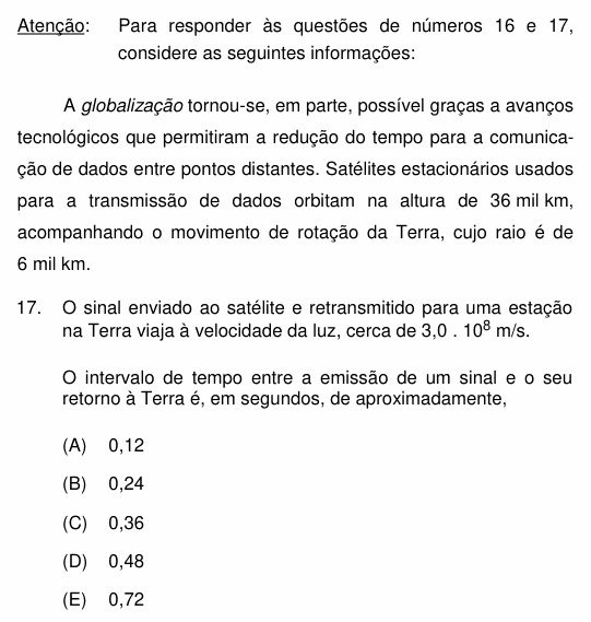 Enunciado da questão 17 de Física do PUC-Campinas 2003