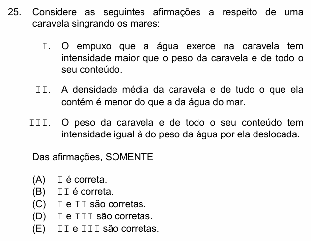 Enunciado da questão 25 de Física do PUC-Campinas 2004