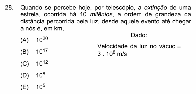 Enunciado da questão 28 de Física do PUC-Campinas 2004