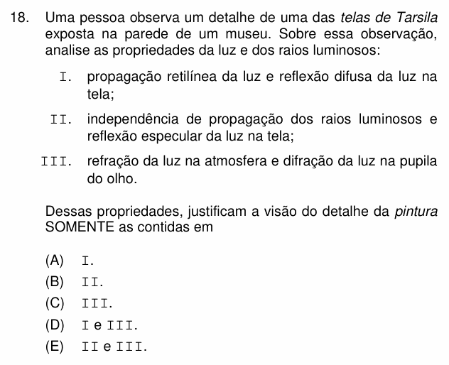 Enunciado da questão 18 de Física do PUC-Campinas 2006
