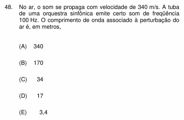 Enunciado da questão 48 de Física do PUC-Campinas 2006
