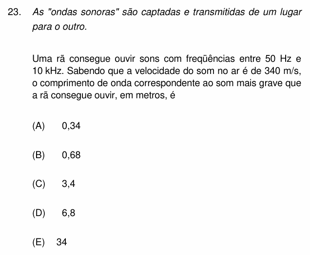Enunciado da questão 23 de Física do PUC-Campinas 2007