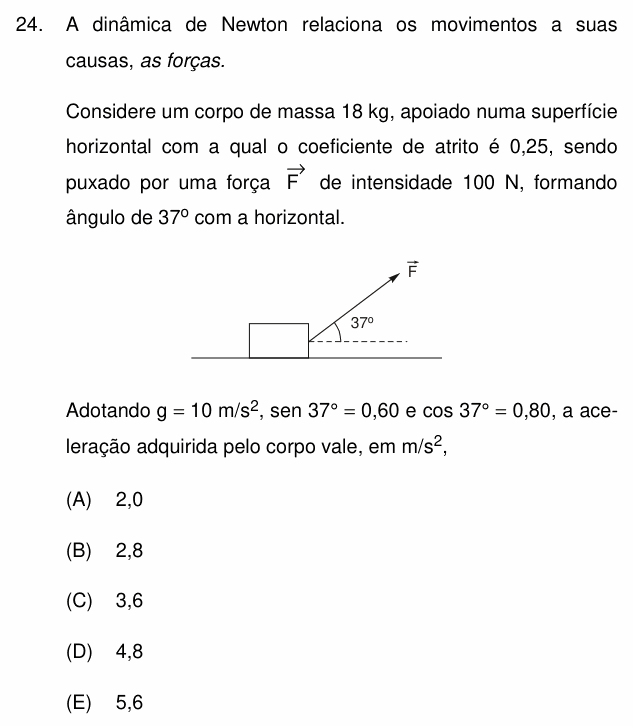 Enunciado da questão 24 de Física do PUC-Campinas 2007