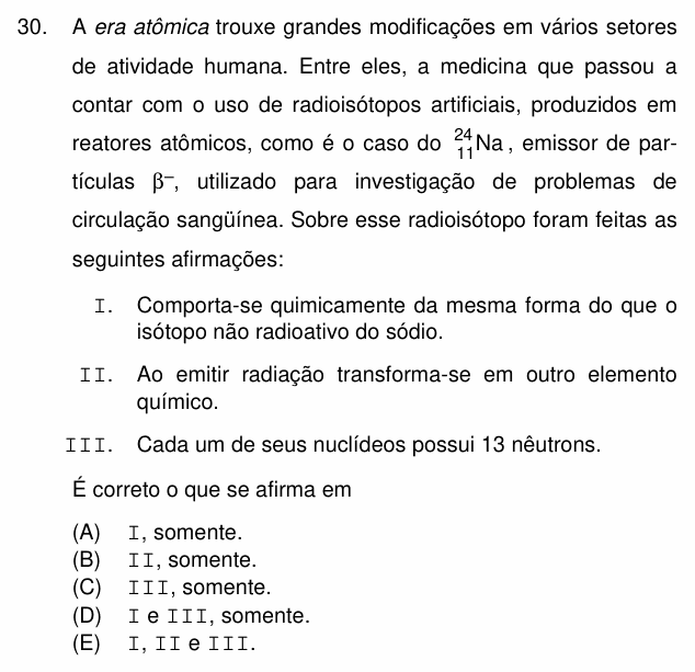 Enunciado da questão 30 de Física do PUC-Campinas 2007
