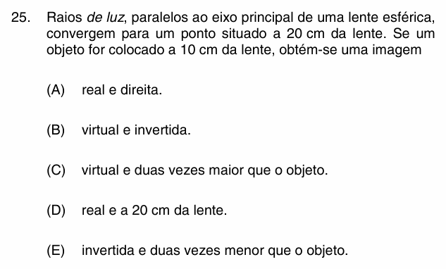 Enunciado da questão 25 de Física do PUC-Campinas 2008