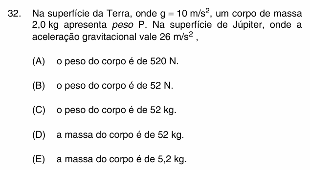 Enunciado da questão 32 de Física do PUC-Campinas 2008