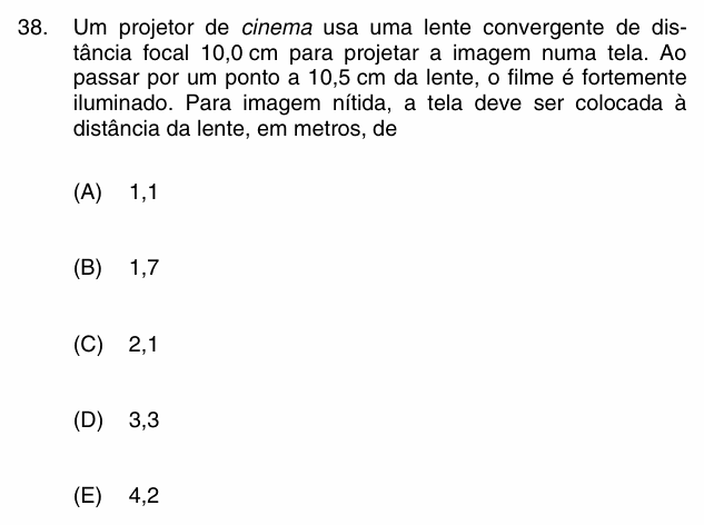 Enunciado da questão 38 de Física do PUC-Campinas 2010 (inverno)