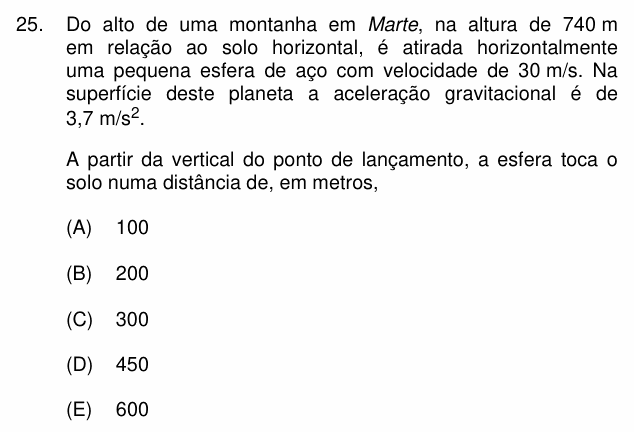 Enunciado da questão 25 de Física do PUC-Campinas 2010
