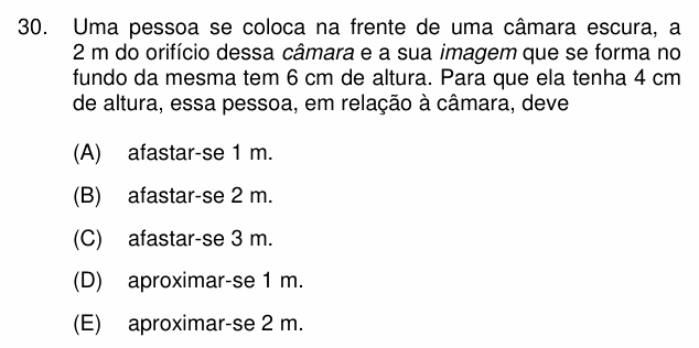 Enunciado da questão 30 de Física do PUC-Campinas 2010