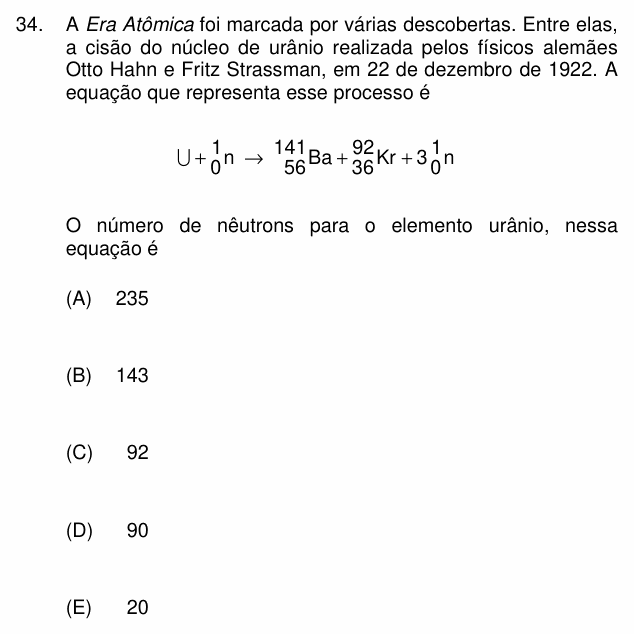 Enunciado da questão 34 de Física do PUC-Campinas 2010