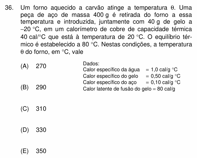 Enunciado da questão 36 de Física do PUC-Campinas 2010