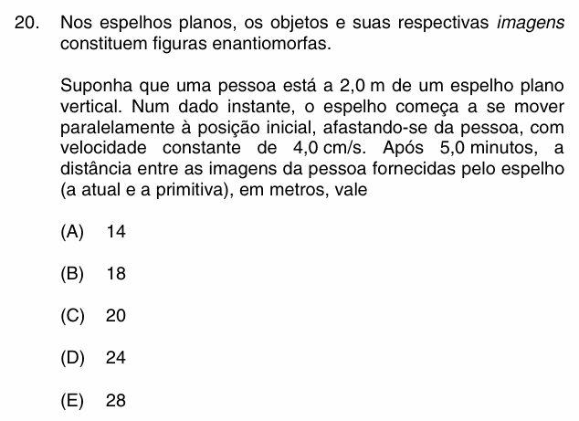 Enunciado da questão 20 de Física do PUC-Campinas 2011