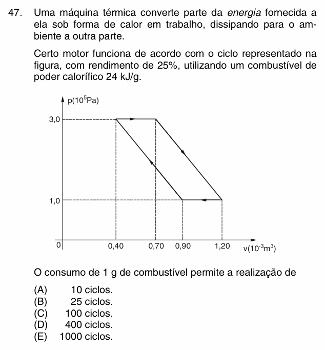 Enunciado da questão 47 de Física do PUC-Campinas 2011