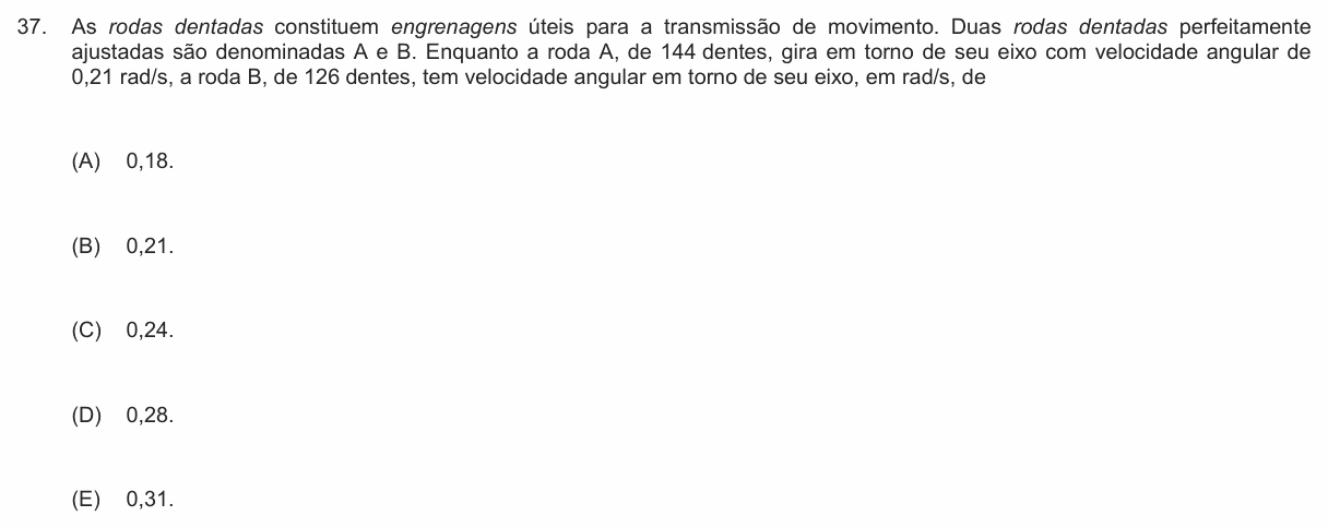 Enunciado da questão 37 de Física do PUC-Campinas 2013