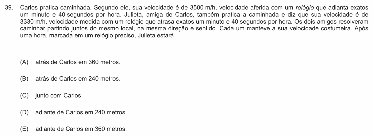 Enunciado da questão 39 de Física do PUC-Campinas 2013