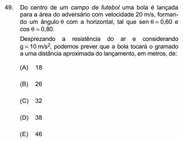 Enunciado da questão 49 de Física do PUC-Campinas 2014